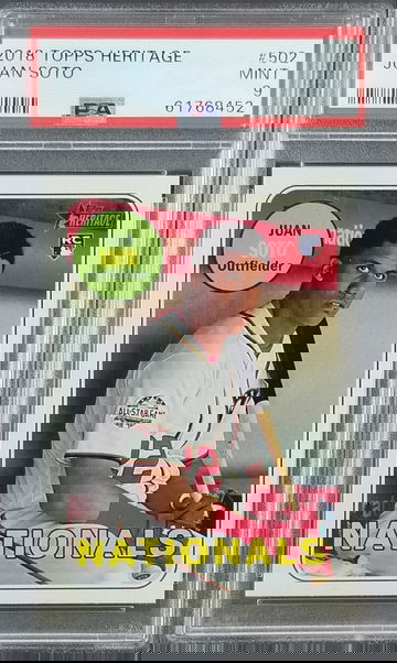 2018 Topps Heritage Juan Soto #502 Rookie PSA 9 Mint RC Padres / Nationals