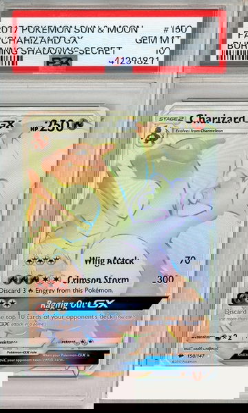 2017 POKEMON SUN MOON BURN SHAD FA CHARIZARD GX #150 SECRET PSA 10