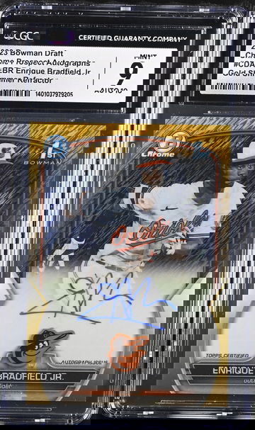 2023 BOWMAN ENRIQUE BRADFIELD JR. DRAFT CHROME PROSPECT AUTOGRAPHS #CDA-EBR CGC 9 BS.C1.49