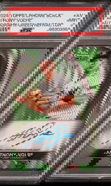 2024 Topps Chrome Black Green Refractor Anthony Volpe #CBA-AV Auto /99 PSA 9