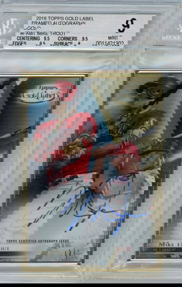 2018 Topps Gold Label Gold Mike Trout #FA-MT Auto 1/1 BGS 9 Auto 10