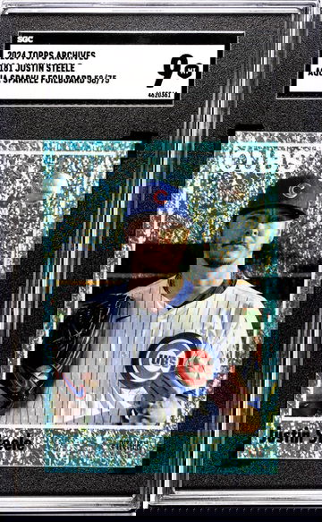 2024 Topps Archives #181 Justin Steele Aqua Sparkle Foilboard /75 SGC 9