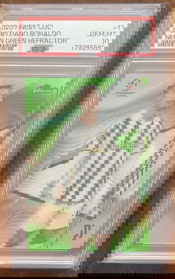 2020 Finest UCL Cristiano Ronaldo #1 Neon Green Refractor PSA 10