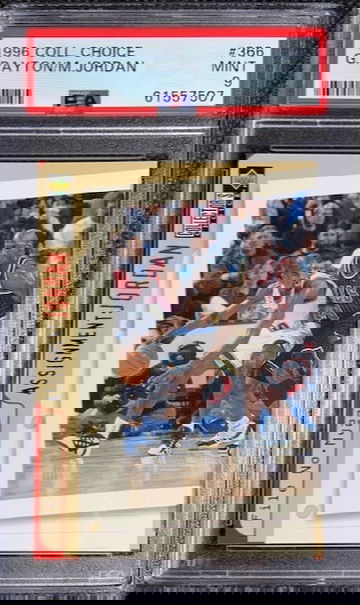 1996 Collector’s Choice 366 Michael Jordan vs Gary Payton PSA 9 MINT Bulls 