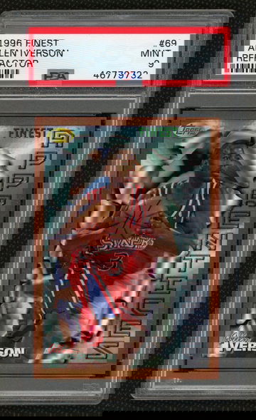 1996 Allen Iverson Topps Finest Refractor Rookie #69 PSA 9 Mint