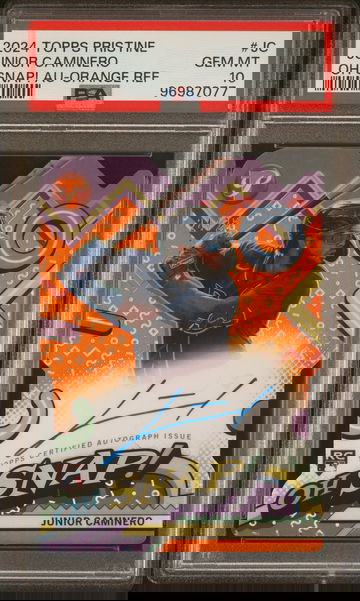 2024 Topps Pristine Junior Caminero RC #24/25 OH SNAP! Autographs Orange Refractor SSP PSA 10 💎