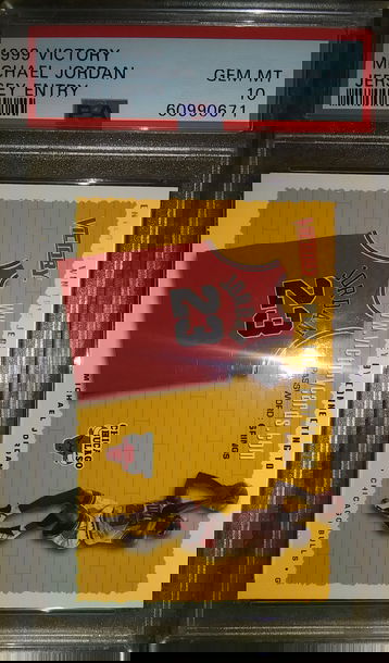 1999 Upper Deck UD Victory Michael Jordan Chicago Bulls Jersey Entry PSA 10 Gem Mint