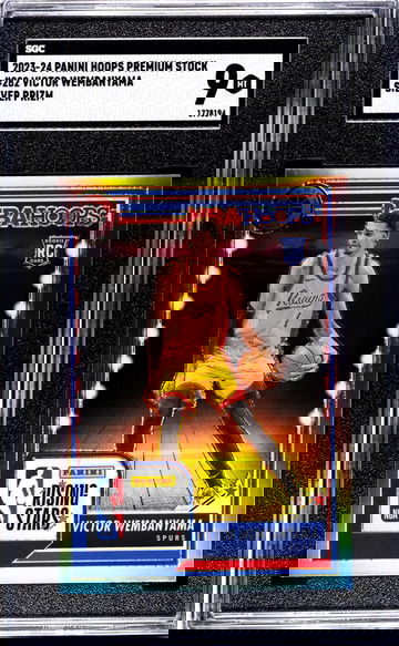 2023-24 Panini Hoops Premium Stock #282 Victor Wembanyama Silver Prizm SGC 9