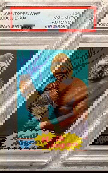 1985 Topps wwf hulk hogan #16 nm-mt psa 8 auto 10 dna