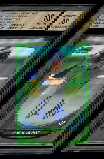 2013 Bowman Chrome Aaron Judge /75 Green Rookie Refractor BGS 10 Auto Pristine