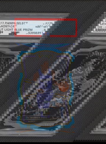 2017 Select Light Blue Prizms Die-Cut De'Aaron Fox ROOKIE RC /185 #175 PSA 8