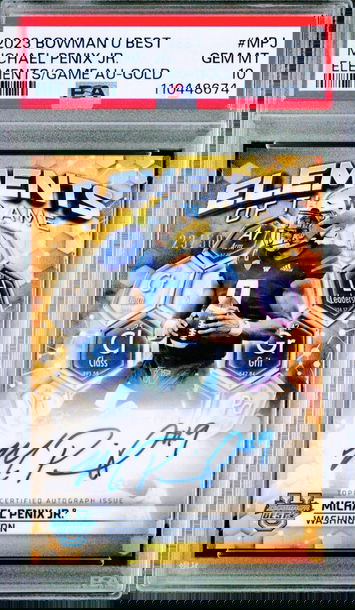 2023 MICHAEL PENIX JR Bowman U Best GOLD Elements AUTO #/50 PSA 10 ROOKIE