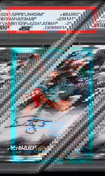 2024 Topps Chrome Base Autographs Variations Aqua Sonar Donovan Mcnabb #BADMC /199 PSA 10