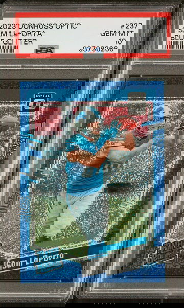 2023 donruss optic Sam laporta blue glitter ssp rare low pop rookie psa 10