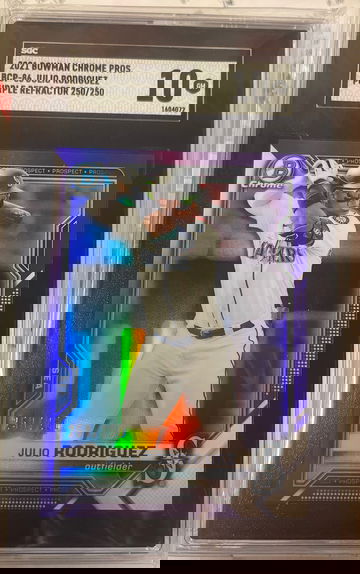 Julio Rodriguez 2021 Bowman Chrome Purple Refractor #/250