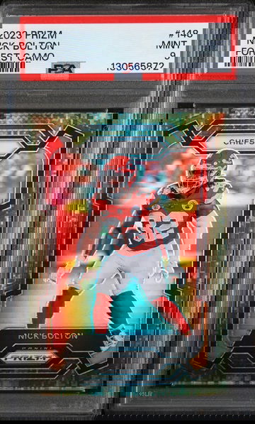 2023 Panini Prizm Forest Camo Prizm Nick Bolton #148 /15 PSA 9