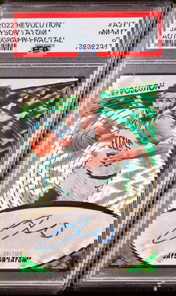 2022-23 Panini Revolution Jayson Tatum Fractal Auto 6/100 Celtics PSA 8 NM-MT SP