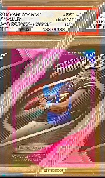 /65 POP 4 PSA 10 RC Josh Allen 2018 Panini Stellar Rookies Purple Holo Refractor