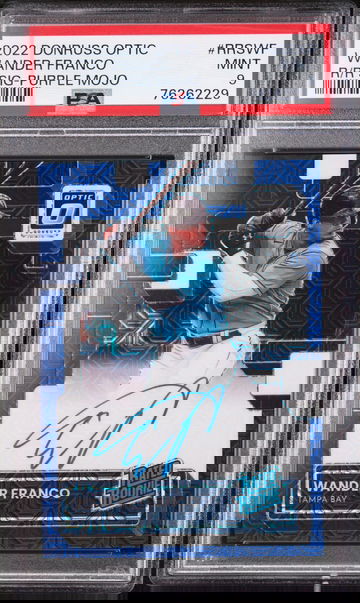 WANDER FRANCO 2022 DONRUSS OPTIC ROOKIE PURPLE MOJO PRIZM AUTO RC /88 PSA 9