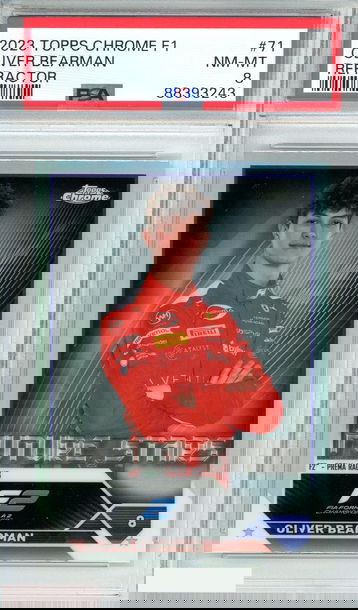 2023 TOPPS CHROME F1 OLIVER BEARMAN #71 REFRACTOR POP ! PSA 8 NM-MT