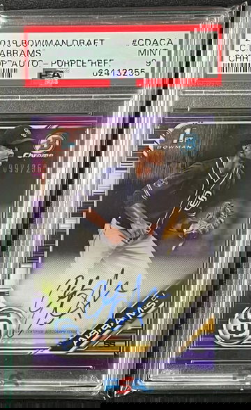 2019 Bowman Chrome DRAFT CJ ABRAMS 1ST PURPLE REFRACTOR AUTO #/250 #CDA-CA PSA 9