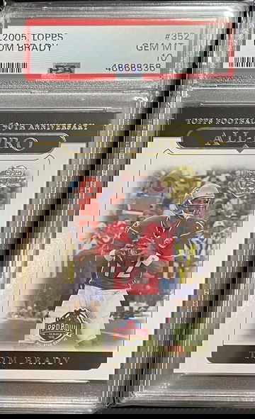 2005 Topps Tom Brady Patriots #352 Postseason Highlights PSA 10 50th Anniversary