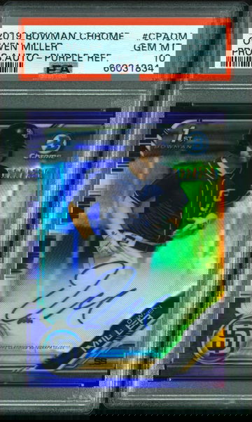 2019 Bowman Chrome Owen Miller Purple Refractor Rookie Auto /250 PSA 10