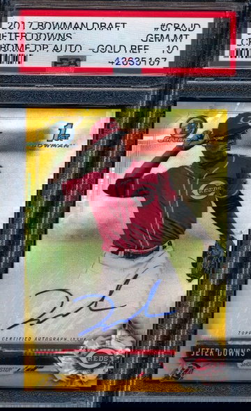 Jeter Downs 2017 Bowman Chrome Draft Gold RC Auto /50