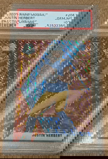 2020 MOSAIC 🏈 JUSTIN HERBERT REACTIVE ORANGE ROOKIE PSA 10 CHARGERS  RC SP 🔥