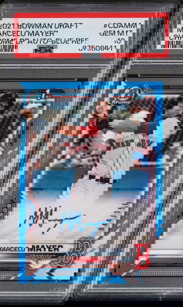 MARCELO MAYER PSA 10 2021 BOWMAN CHROME DRAFT 1ST BLUE REFRACTOR AUTO /150