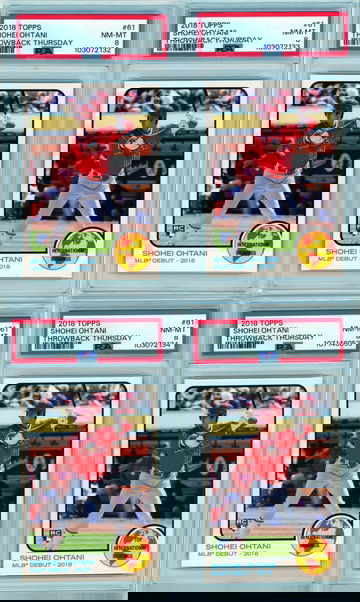 Lot of 4-2018 Topps Throwback Thursday #61 Shohei Ohtani All PSA 8's