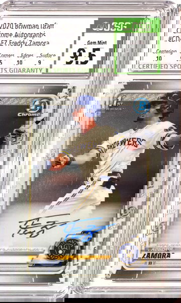 Freddy Zamora 2020 Bowman Draft Chrome Auto CSG9.5/10 Gem Mint