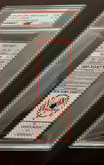 1995 NY Yankees Ticket Stub Aug 13h The Day Mickey Mantle Passed Away PSA 4