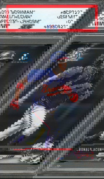 2017 Bowman Chrome Prospects Ronald Acuna Jr, Rookie Card# BCP127 PSA 10 - GEM MINT, Bowman 1st