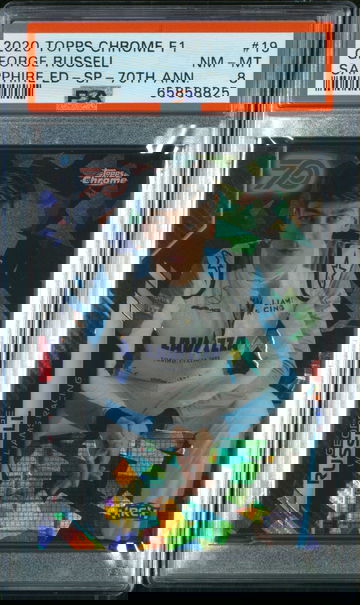 2020 Topps Chrome Sapphire F1 George Russell Rookie RC  70th Anniversary Refractor  /70 SP IV Image Variation Formula 1 