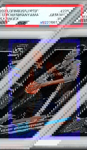 2023 PANINI DONRUSS OPTIC VICTOR WEMBANYAMA #225 PURPLE SHOCK ROOKIE RC PSA 10