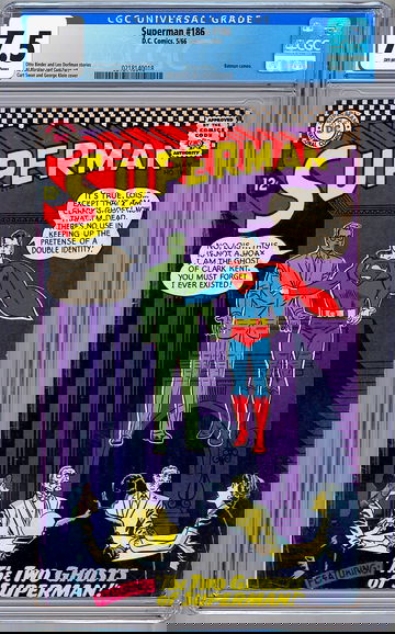 SUPERMAN #186 CGC 7.5 *CURT SWAN AL PLASTINO ART* CURT SWAN CVR BATMAN APP 1966