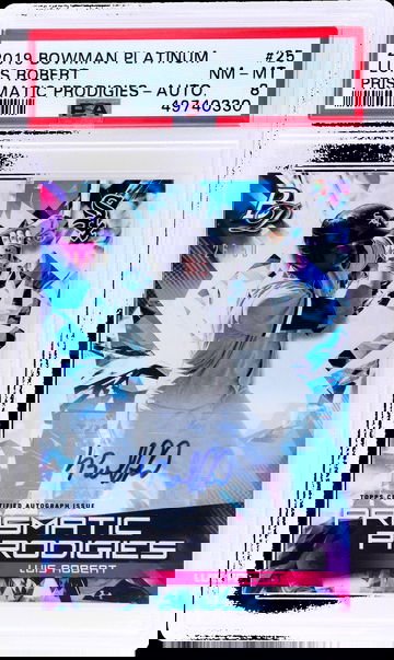2019 Bowman Platinum Prismatic Prodigies Luis Robert #PPP-25 /50 PSA 8 Auto