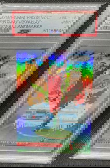 2018 Panini Prizm World Cup Soccer National Landmarks Cristiano Ronaldo PSA 9