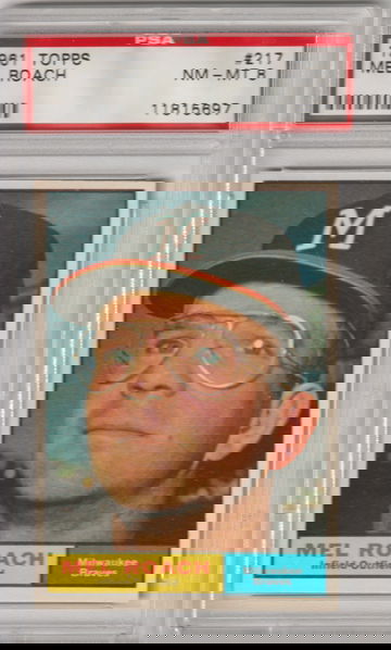 1961 Topps #217 Mel Roach PSA 8 (Near Mint - Mint)