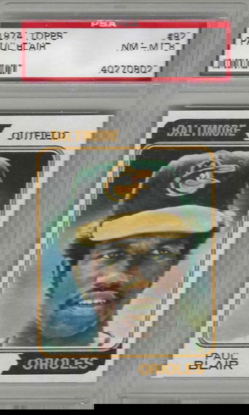 1974 Topps Baseball Card Paul Blair #92 PSA 8 Baltimore Orioles