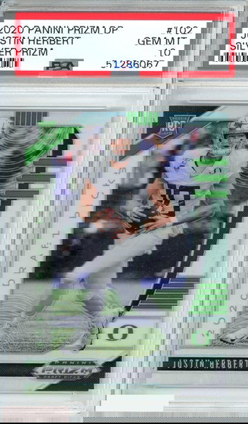 2020 PANINI PRIZM DP JUSTIN HERBERT #102 SILVER PRIZM CHARGERS RC PSA 10 GEM MT