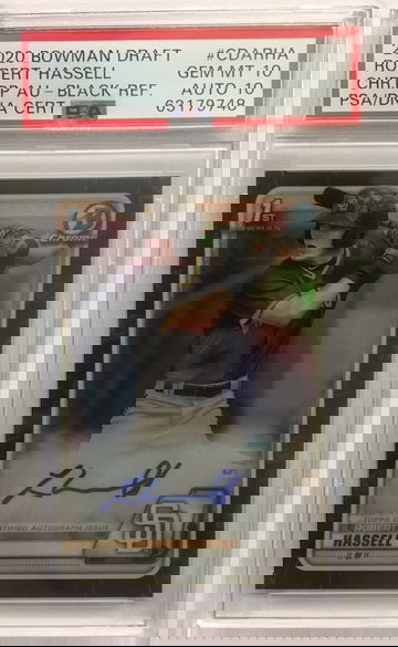 2020 Bowman Draft Robert Hassell Black PSA 10 / 10 Autograph 40/75 