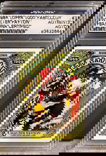 1986 Topps WALTER PAYTON 1000 Yard Club #3 HOF RB AUTO Black Ink PSA DNA Authentic Chicago Bears