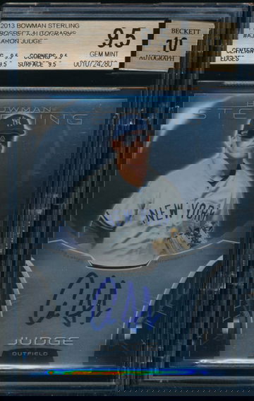 BGS 9.5/10 GEM MINT Aaron Judge Autograph Auto 2013 Bowman Sterling Prospect Autographs #AJ TRUE QUAD GEM
