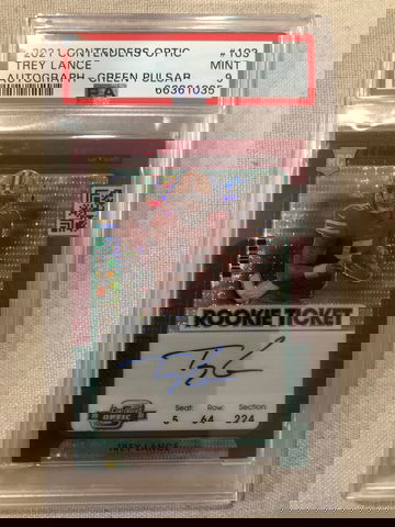 Trey Lance Contenders Optic Green Pulsar PSA 9