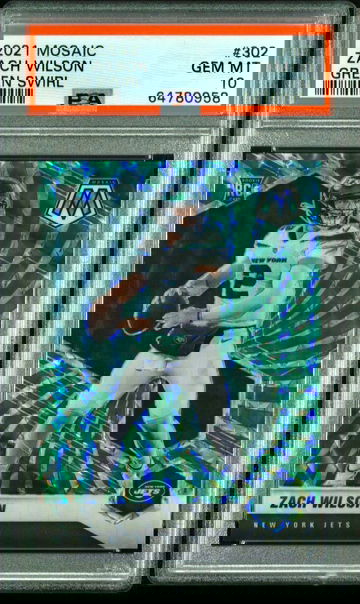 2021 Mosaic Green Swirl Zach Wilson Rookie Prizm PSA 10