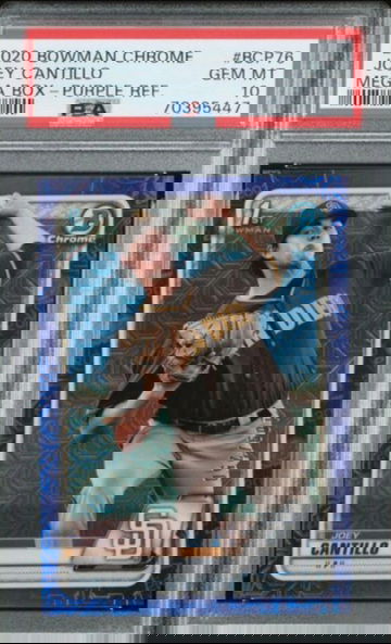 2020 Bowman Chrome Mega Box Purple Joey Cantillo PSA 10 Guardians Prospect