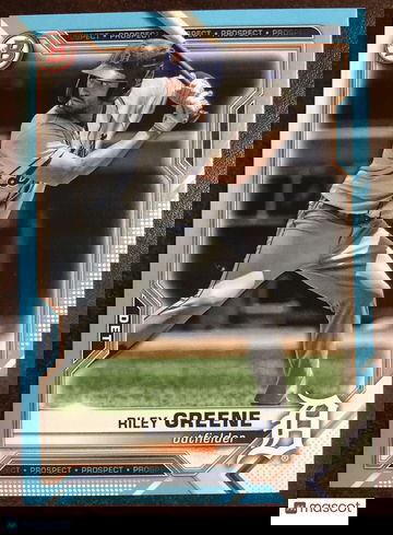 Riley Greene 2021 Bowman Draft #BD-107 Sky Blue Parallel #147/499 Detroit Tigers