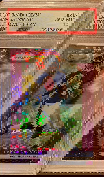 2018 Panini Prizm Lamar Jackson Purple Power Prizm RC /49 PSA 10 GEM MINT